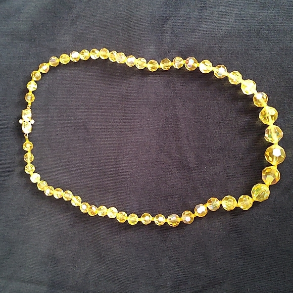 Vintage Amber Cut Crystal Necklace - Picture 9 of 10